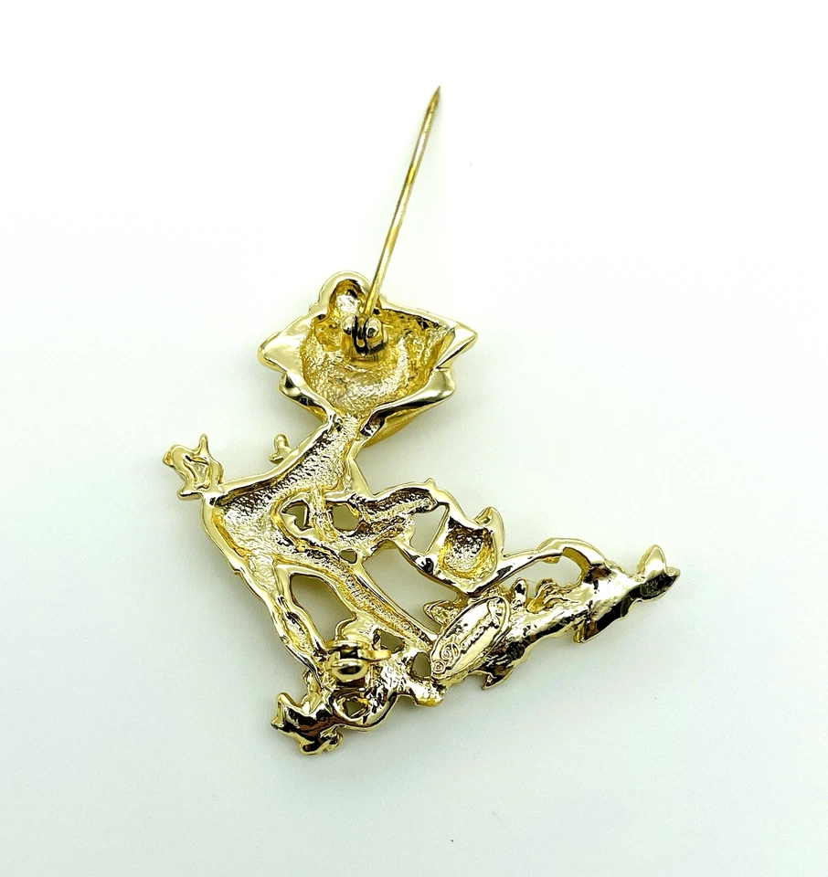 Cool Chicky Cat & Butterfly Brooch Watering Flowers Danecraft Pin - Image 2 of 4