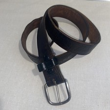 VTG TOOLED Dark Leather Nature Western Belt Men s Size 44 46 SEE Measurements