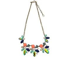 J.Crew Necklace Colorful AB Rhinestone Acrylic Cluster Statement bling glam