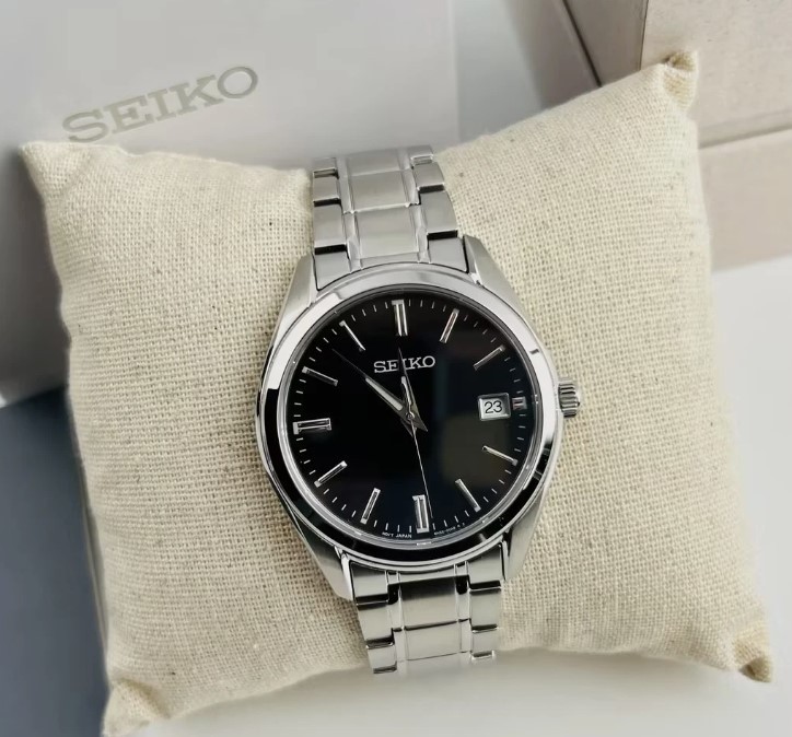 Seiko Essentials SUR311 Black Dial Stainless Steel Men's Quartz Watch 40.2mm New