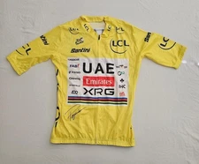 Tadej Pogacar signed 2025 Tour de France cycling jersey UAE Team Emirates