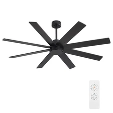 WINGBO 72" Large DC Ceiling Fans without Lights, 3 Downrods, 8 Plywood Blades,