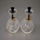 VINTAGE MCM SET PYREX OIL AND VINEGAR CRUETS GOLD BANDS With Stoppers
