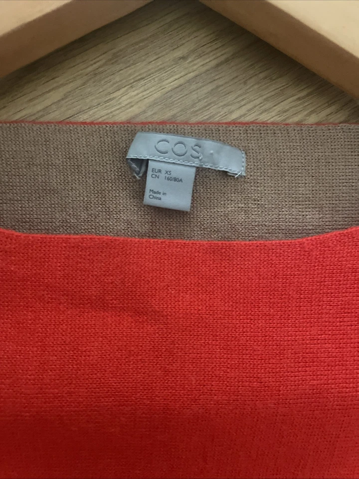COS Orange Wool Blend Tunic Top - Raw Edge Hem - Size XS (approx UK 8/10) - Image 3 of 3