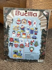 NEW Vtg Bucilla "Trim the Tree" Felt Sequin Embroidery Christmas Ornament Kit