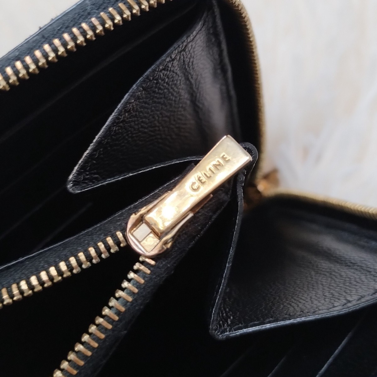 Celine Old Logo Large Zipped Wallet Long Wallet Black from Celine Old Logo Large Zipped Wallet Long Wallet Black from