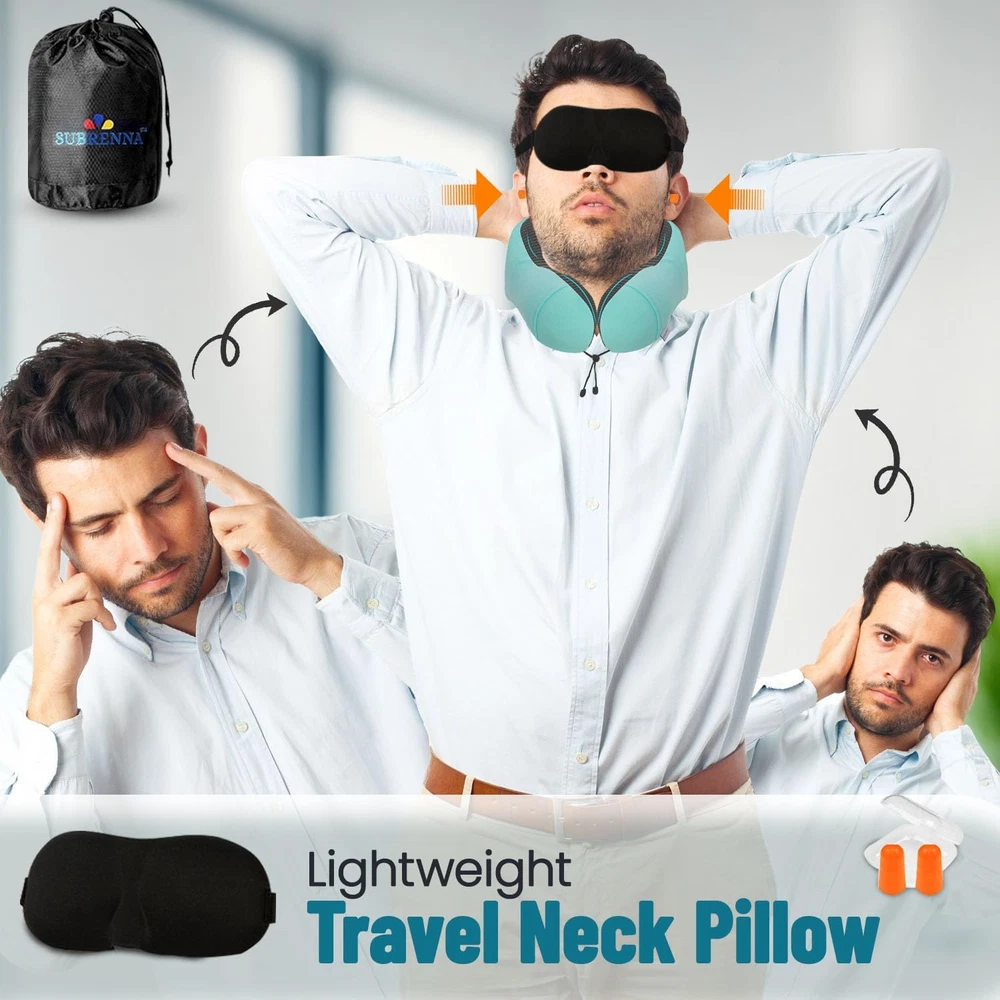 Adjustable Memory Foam Travel Pillow for Neck Support & Comfort