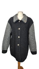Geiger Women's Grey Boiled Wool Coat Made In Austria Size 44 Eu / 16 Uk