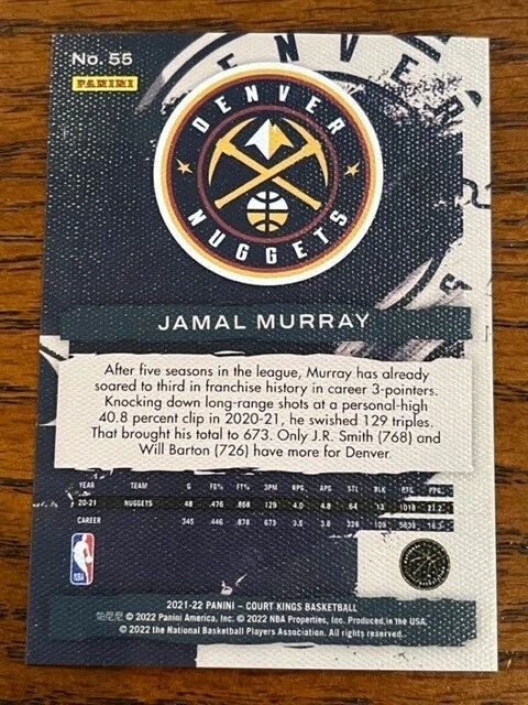 2021-22 Panini Court Kings JAMAL MURRAY "Artist Proof" #55 Denver Nuggets - Image 2 of 2