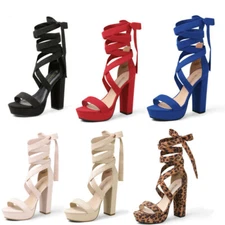DREAM PAIRS Women Chunky Block Heel Sandals Strappy Gladiator Sexy Pump Sandals
