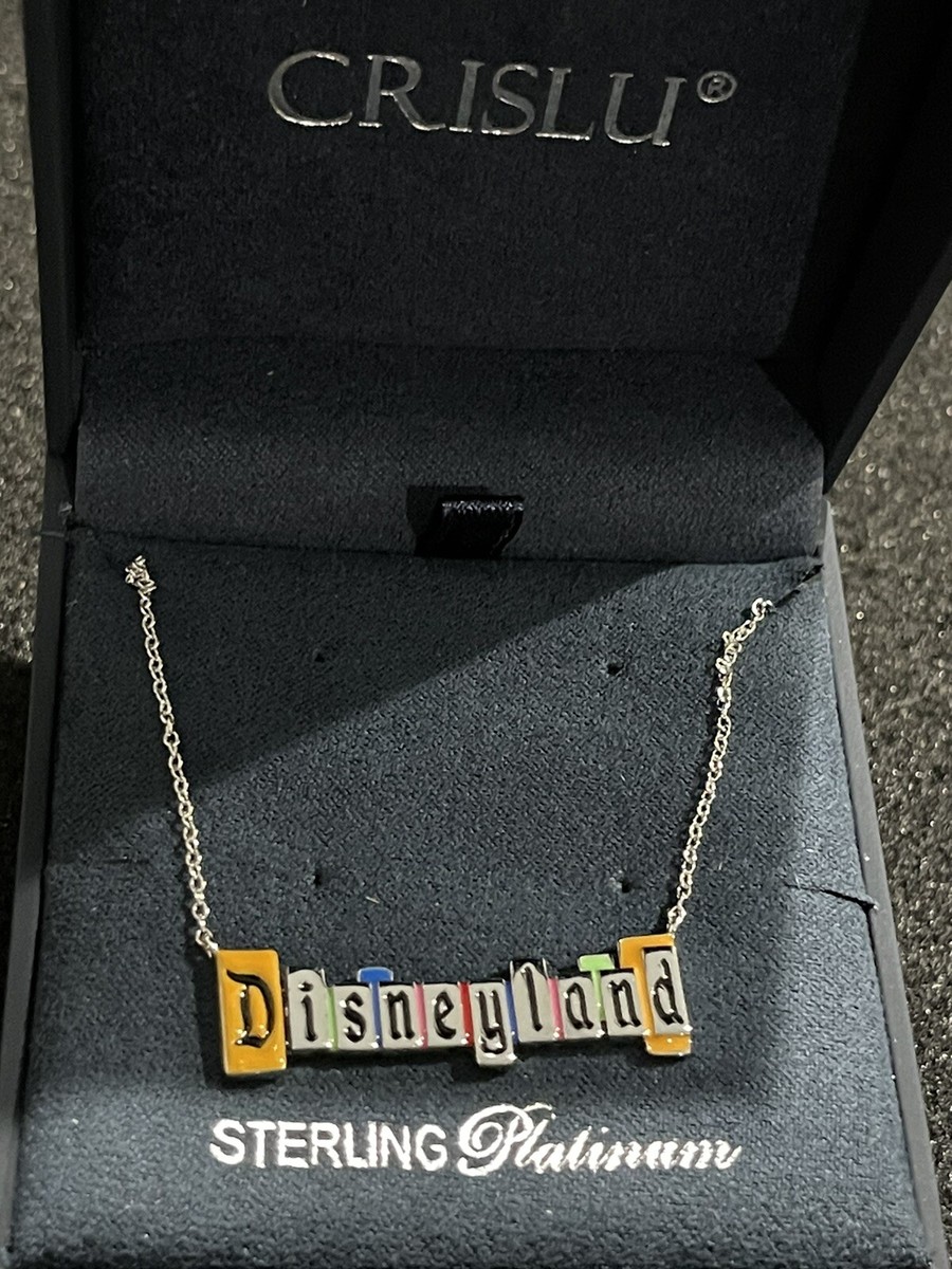 Disney Crislu Disneyland Marquee Necklace Sterling Platinum