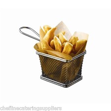 Serving Fry Basket 10x8x7.5cm, Rectangular, Stainless Steel,Chip Basket,