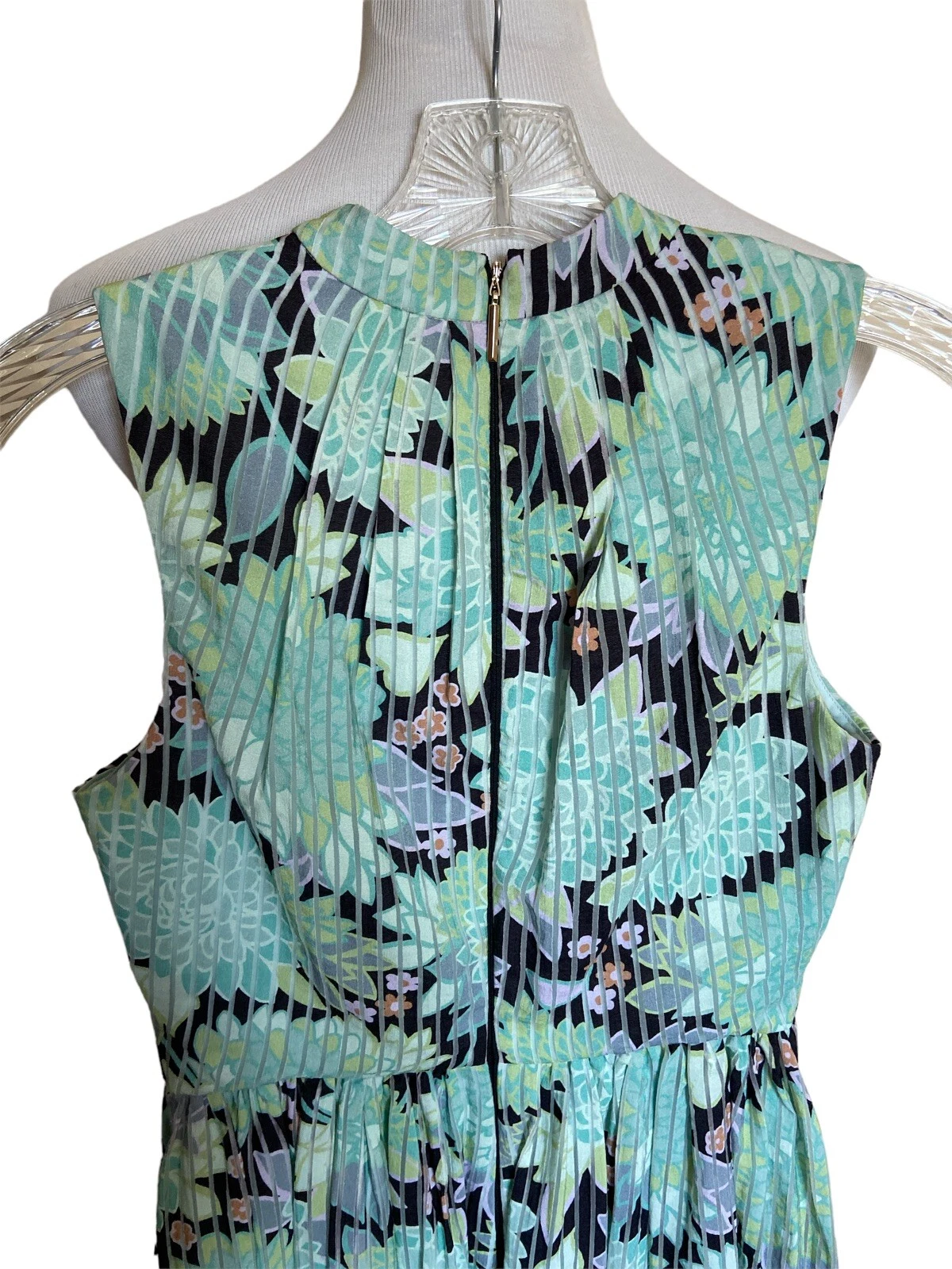 Abito midi Kate Spade verde dalia fiori burnout taglia 0 tasche gonna intera