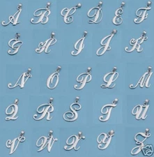 Alphabet Initial Pendant Sterling Silver 925 Rhodium Plated Jewelry