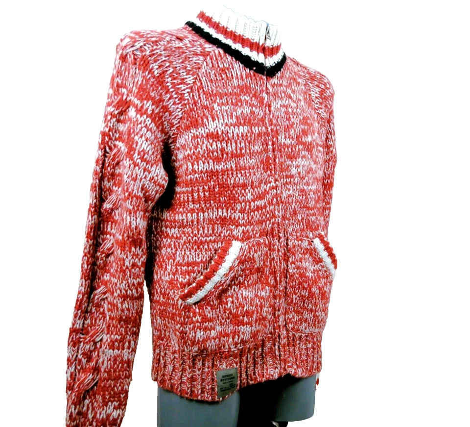 JACK&JONES Halar / Cárdigan 100% Pura Lana Rojo Punto Melange Cremallera Todo L - Imagen 4 de 4