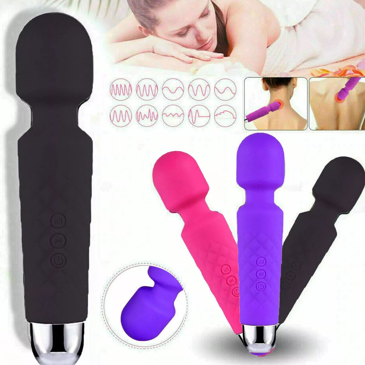 Handheld Massager 20 Speed Wand Vibrating Massage Magic Full Body Therapy Motor Handheld Massager 20 Speed Wand Vibrating Massage Magic Full Body Therapy Motor