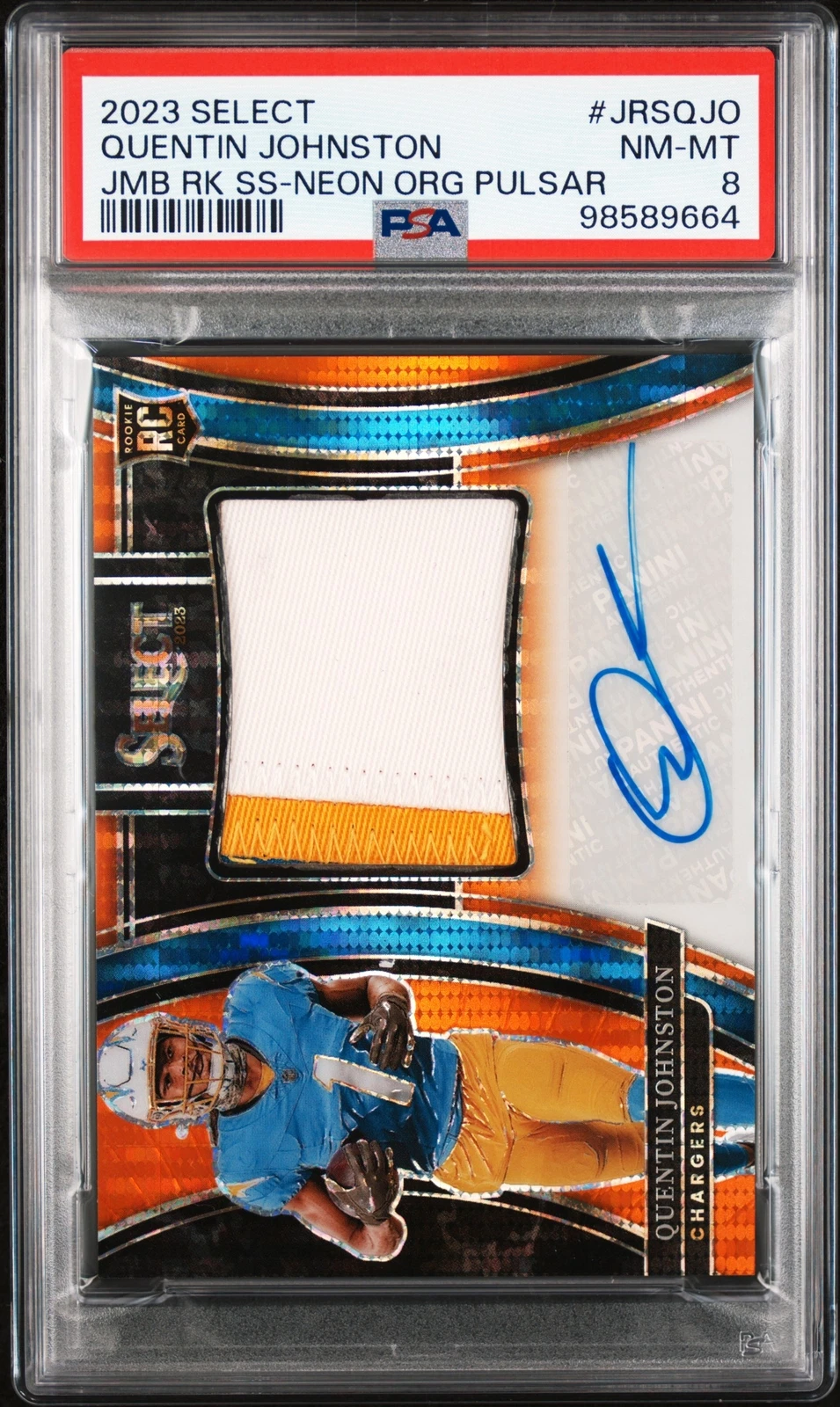 Quentin Johnston Panini Select Jumbo Rookie Signature Swatches #JRSQJO Neon Orange Pulsar
