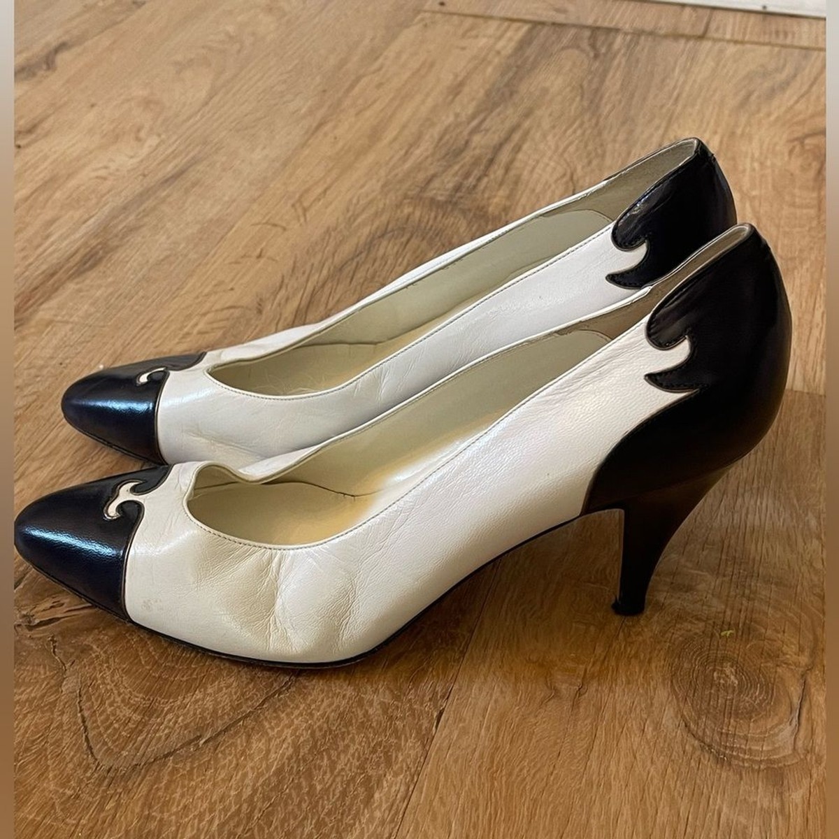 Vintage Bally Pointed Heels Black White Shoes Size 7.5 | eBay