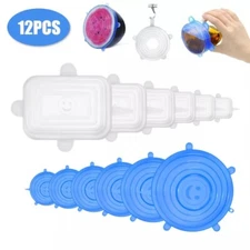 12pcs/6pcs Reusable Silicone Food Cover Stretch Lids Universal Food Wrap Cover