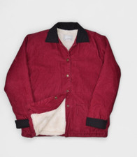 Blair Jacket Womens M Corduroy Faux Fur Lined Coat Maroon Chore Barn Collared