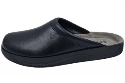 Rohde Herren Leder Clog Hausschuhe Pantoffel Schwarz Soltau H 2772-90