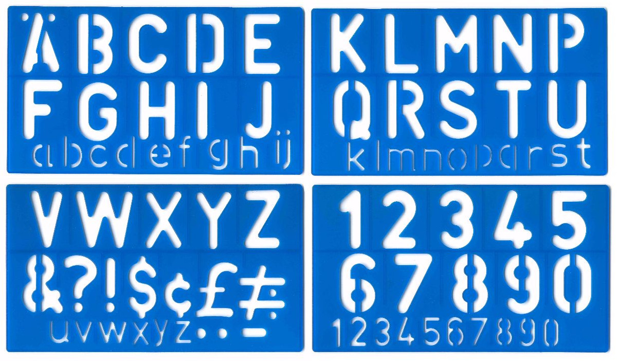 書字50 A-Z LETTERS CAPITAL 50mm LOWERCASE 20mm 0-9 NUMBERS STENCIL