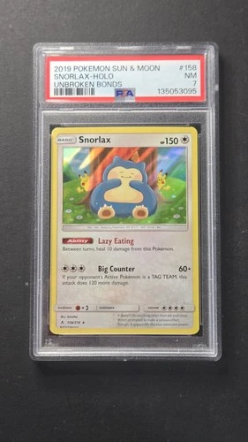 PSA 7 Snorlax 158/214 Unbroken Bonds Holo Rare Pokémon 2019