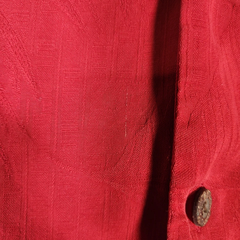 Tommy Bahama 衬衫男式 XLT 红色丝绸营地夏威夷热带海滩短袖 — 第 3/4 张图片