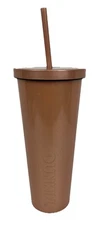 DUNKIN' DONUTS Iridescent Stainless Sipper Hot/Cold Drink Tumbler w Straw Copper