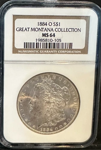 1884-O $1 Morgan Silver Dollar NGC MS 64 Great Montana Collection UNC BU