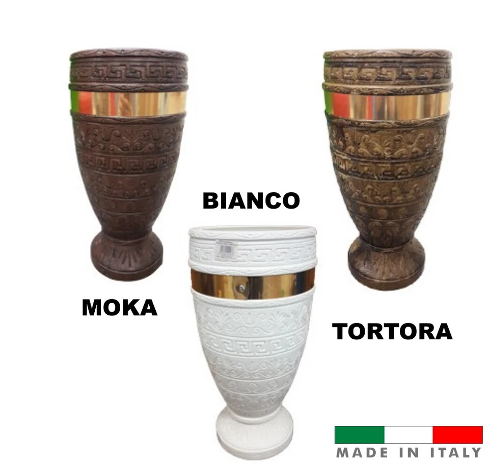 NUOVA PLASTICA ADRIATICA PORTAOMBRELLI CON BASE IN CEMENTO IN RESINA FASCIA DORATA 3 COLORI DISPONIBILI