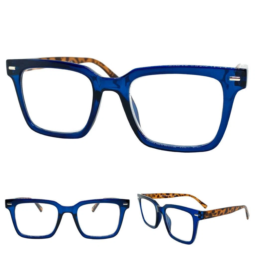 Men or Women Classy Elegant Modern Retro READING Eye Glasses Readers Blue Frame
