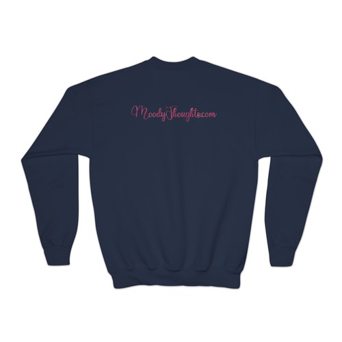 Happy Valentine's Day with Pink Heart Youth Kid's Unisex Crewneck Sweatshirt - Picture 20 of 21