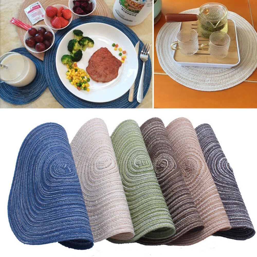 Tovagliette rotonde Set Tovaglietta circolare intrecciata Tovagliette lavabili per tavolo da pranzo da cucina Tovagliette antiscivolo in colori misti  15