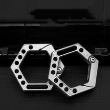 EDC Titanium Alloy Hexagon Key chain Carabiner Pendant Tool Outdoor Connectors