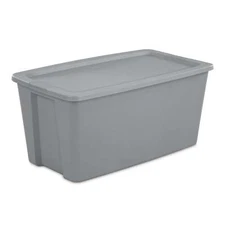 50 Gallon Tote, Plastic Storage Bin with Snap-on Lid, Gray