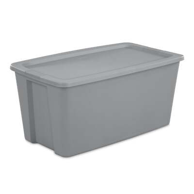 #ad #ad 50 Gallon Tote Plastic Storage Bin with Snap on Lid Gray $24.82