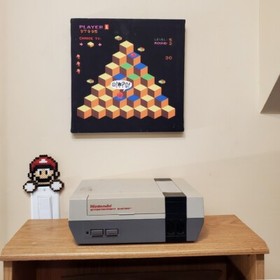 Q*Bert wrapped canvas 11x11 inch NES wall art - Q Bert arcade game room