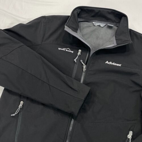 NWT Eddie Bauer Soft Shell Jacket Men's Large Black Full Zip Rain Coat Pockets