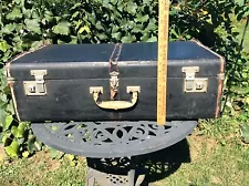 Black Hard Top Suitcase Stunning Luggage Wood Lined Dovetailed Corners Vintage