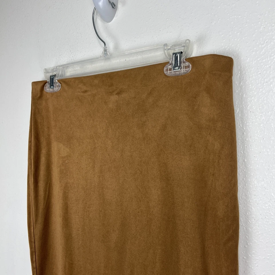 Falda Sans Souci Mujer Extra Grande Marrón Imitación Gamuza Línea A Hasta la Rodilla Parte Inferior Foto 4 de 4