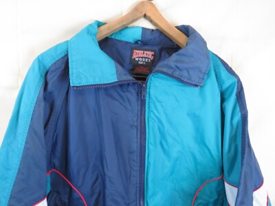 Vintage 1990's Athletics Works blue green white Nylon Coat Jacket