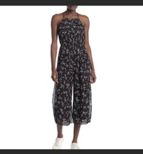 Collective Concepts Size S Black Floral Jumpsuit NWT Romper Wide Leg