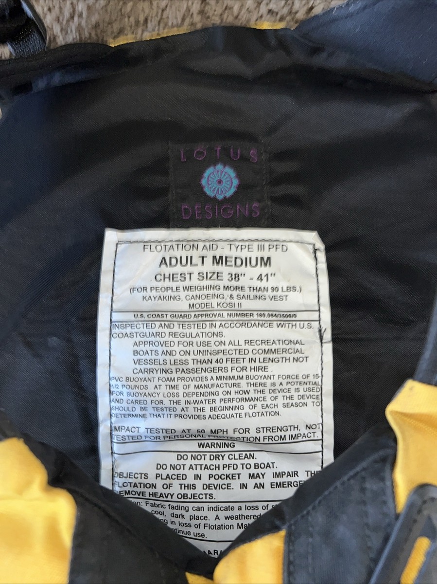 Lotus Designs Kayaking Life Vests Adult Medium. Model KOSI