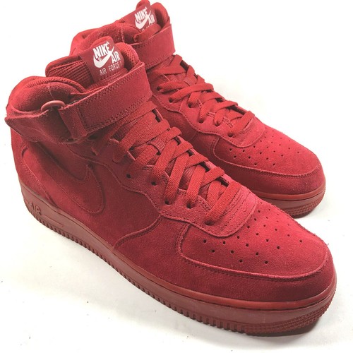 Nike Air Force 1 2016 Red October Suede Hightop Sneakers 315123-609 Mens 11.5US
