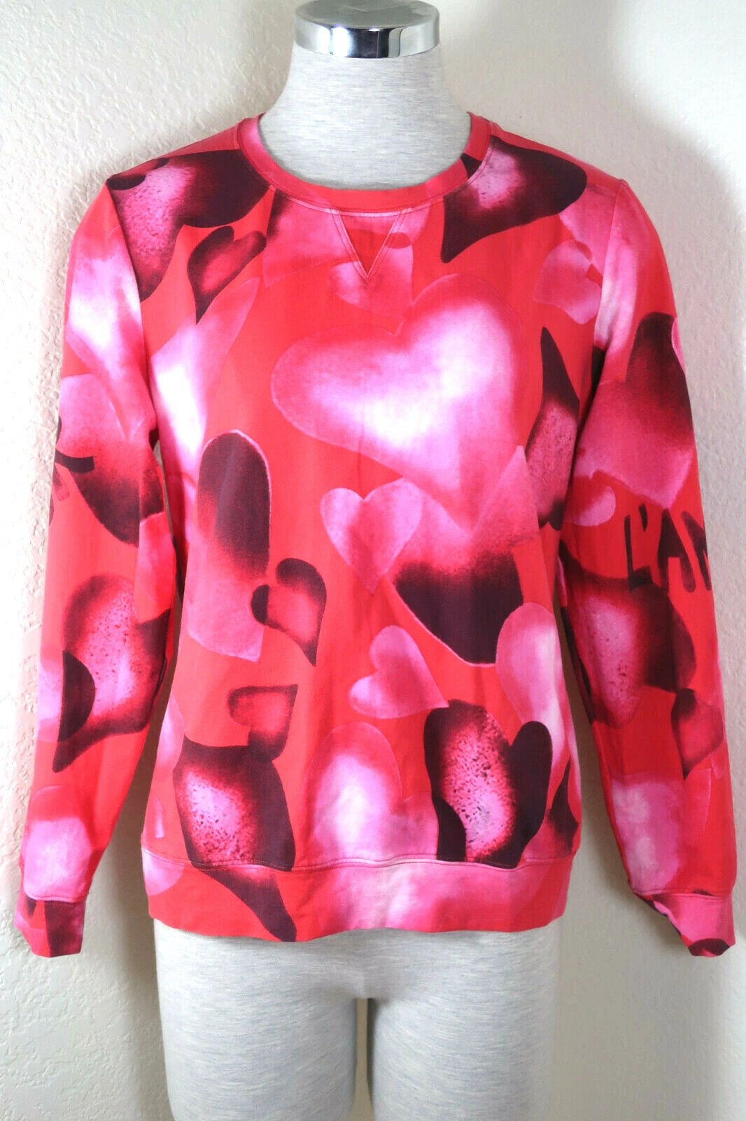 VALENTINO L'Amour Red Modal Sweatshirt Sweater PullOver Jacket Small S 40 4 6