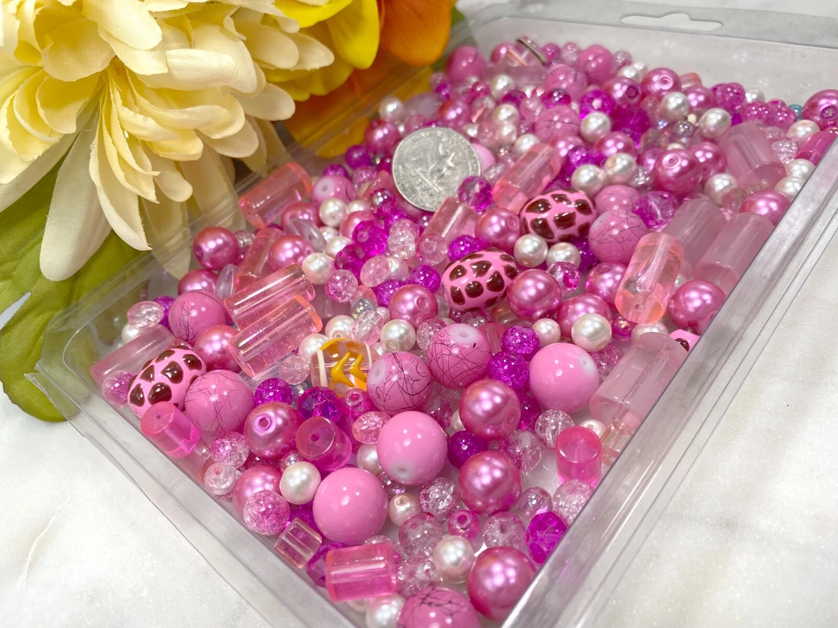 Bulk Beads for Jewelry Making 1 lb Mix Glass Beads Mix Shape PINK 300 pcs