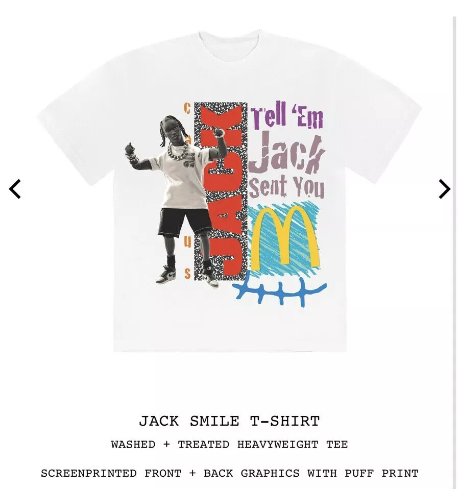 Travis Scott x McDonalds Cactus Jack Smile T Shirt Large | eBay