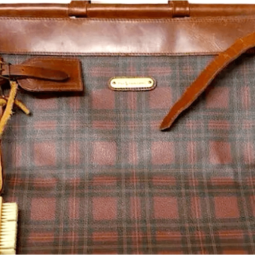 Bolso de viaje RALPH LAUREN verde tartán marrón a cuadros médico Boston fin de semana vintage - Imagen 2 de 16