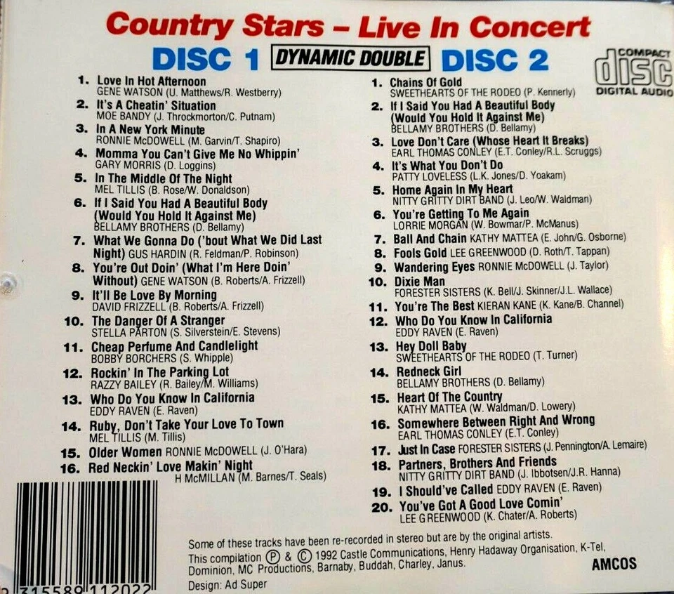 Country Stars - Live In Concert, juego de 2 CD - CD, en muy buena condición Foto 2 de 2